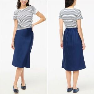 NWT J. CREW Navy Bias Slip Skirt Sz M line of stubborn tape